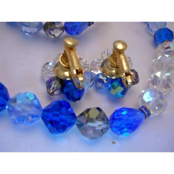 Vintage Jewelry Vendome Blue Crystal Necklace - Picture 5 of 7